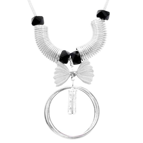 Urthn Silver Plated Glass Stone Statement Necklace - 1107719A