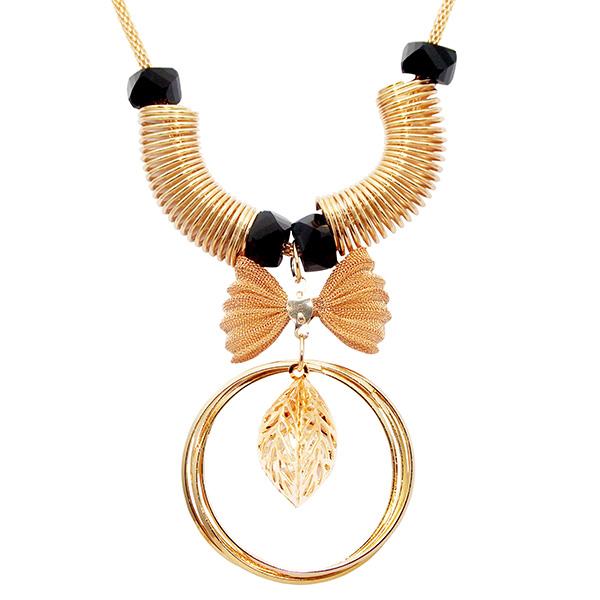 Urthn Glass Stone Rose Gold Plated Statement Necklace - 1107720B