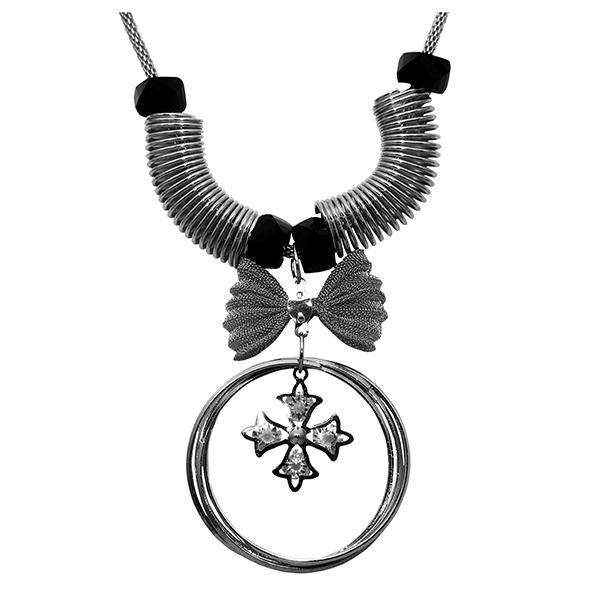 Urthn Rhodium Plated Statement Necklace Set - 1107721C