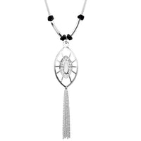 Urthn Glass Stone Silver Plated Statement Necklace - 1107723A