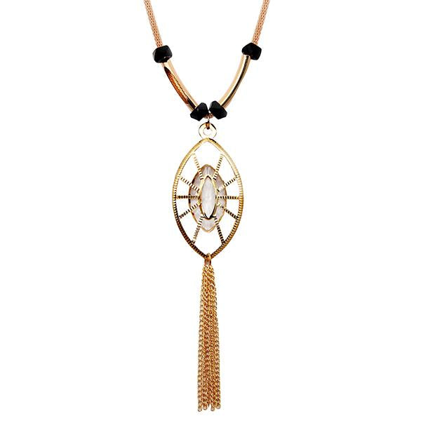 Urthn Rose Gold Plated Glass Stone Statement Necklace - 1107723B