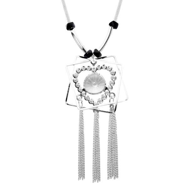 Urthn Silver Plated Glass Stone Statement Necklace - 1107725A