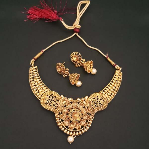 Kriaa Brown Austrian Stone Gold Plated Necklace Set - 1107922A