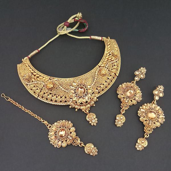 Utkrishtt Brown Austrian Stone Necklace Set With Maang Tikka - 1107946A