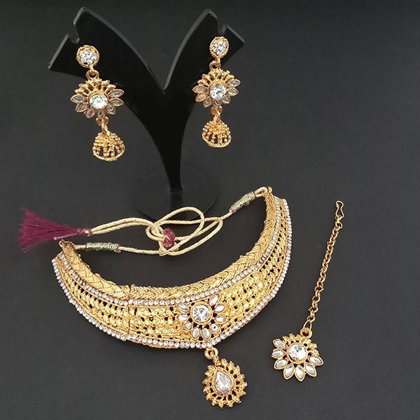 Amina Creation Austrian Stone Necklace Set With Maang Tikka - 1107953