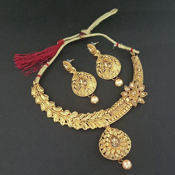 Utkrishtt Gold Plated Brown Austrian Stone Necklace Set - 1107955