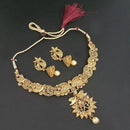 Amina Creation Brown Austrian Stone Gold Plated Necklace Set - 1107957