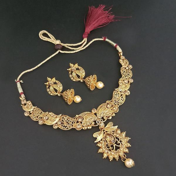 Utkrishtt Brown Austrian Stone Gold Plated Necklace Set - 1107957