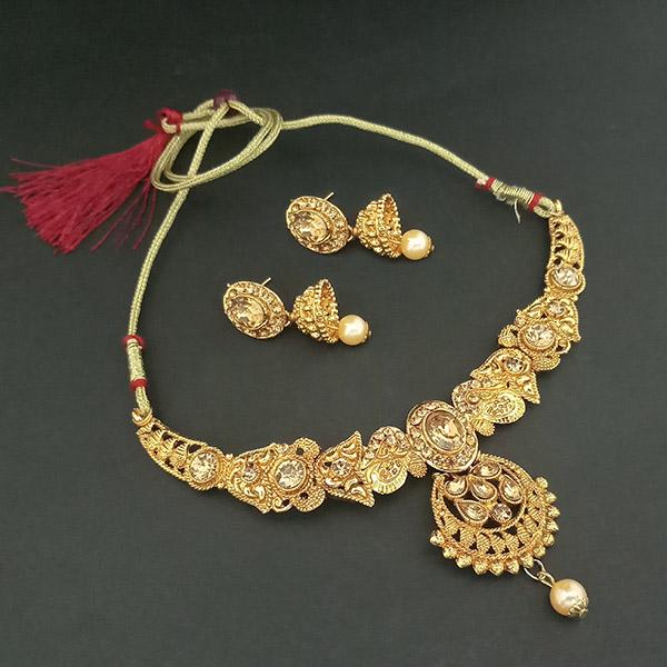 Amina Creation Brown Austrian Stone Gold Plated Necklace Set