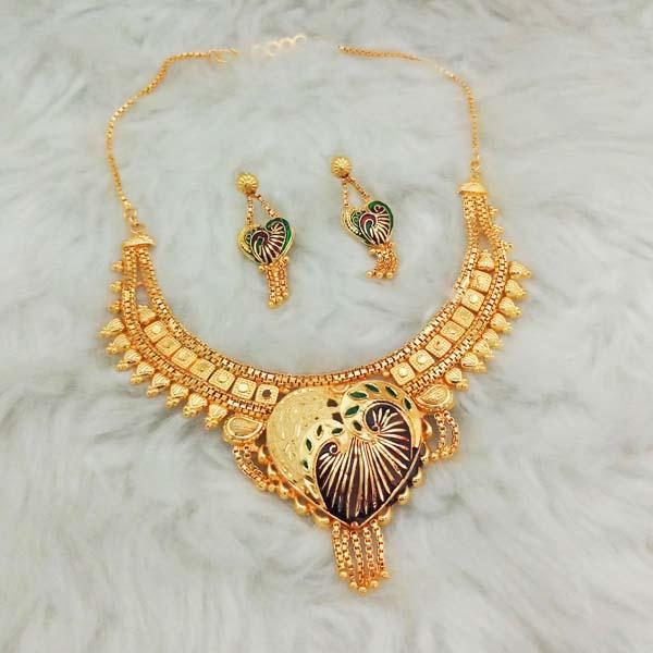 Kalyani Meenakari Brass Forming Necklace Set - 1108131