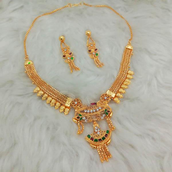 Kalyani Maroon Meenakari Brass Forming Necklace Set - 1108132
