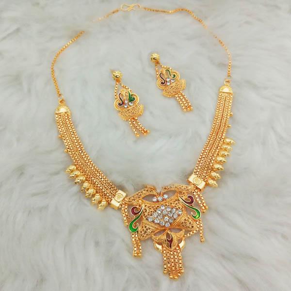 Kalyani Meenakari Austrian Stone Brass Forming Necklace Set - 1108140
