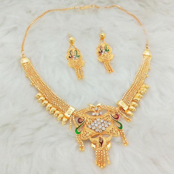 Kalyani Austrian Stone Meenakari Brass Forming Necklace Set - 1108146