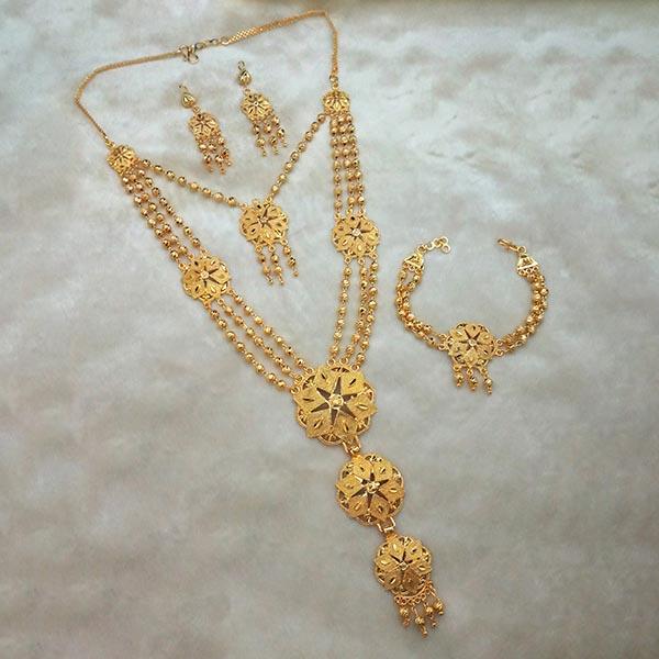 Kalyani Brass Forming Necklace Set With Bracelet - 1108189