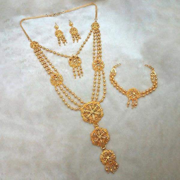 Kalyani Brass Forming Necklace Set With Bracelet - 1108190