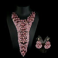 Urthn Pink Crystal Stone Necklace Set - 1108217B