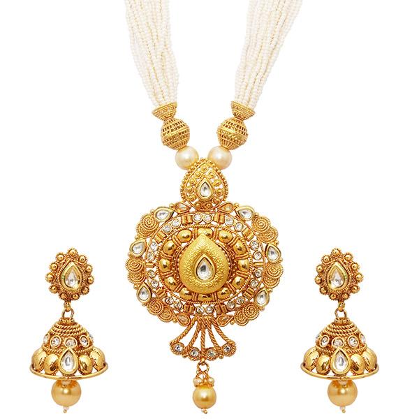 Utkrishtt Kundan Austrian Stone Copper Necklace Set - 1108321