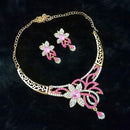 Kriaa Austrian Stone Gold Plated Necklace Set - 1108531