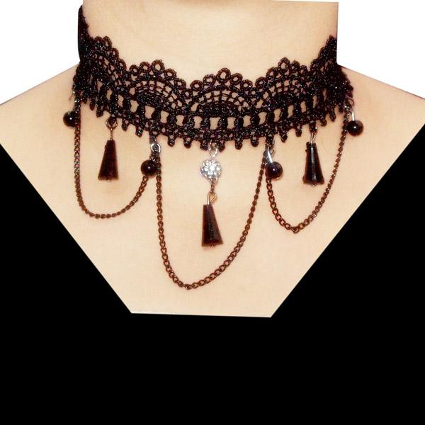 Jeweljunk Black Lace Adjustable Tattoo Choker Necklace - 1108632