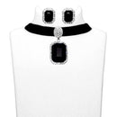Jeweljunk Black Stone Choker Necklace Set - 1108702C