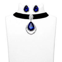 Jeweljunk Blue Stone Choker Necklace Set - 1108703D
