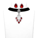 Jeweljunk Maroon Stone Choker Necklace Set - 1108711B