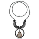 Urthn Brown stone Black Oxidised Statement Necklace - 1108817