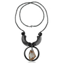 Urthn Black Oxidised Brown Stone  Statement Necklace - 1108818