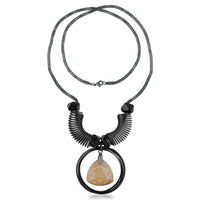 Urthn Black Oxidised Brown Stone Statement Necklace - 1108819