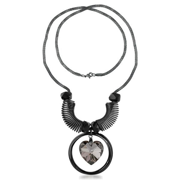 Urthn Heart Shape Stone Oxidised Statement Necklace - 1108822