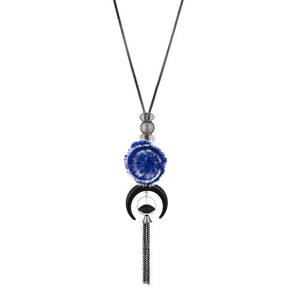 Urthn Blue Thread Oxidised Plated Fusion Necklace - 1108829A