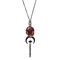 Urthn Brown Thread Oxidised Plated Fusion Necklace - 1108829B
