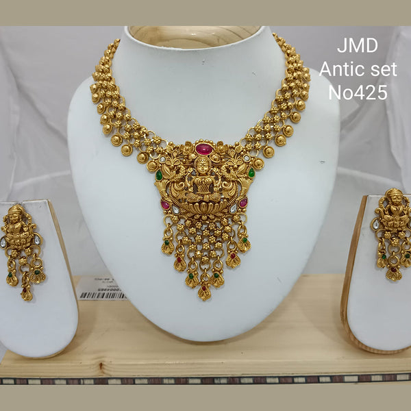 Jai Mata Di Pota Stone Gold Plated Choker Necklace Set