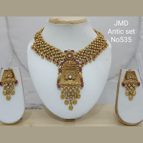 Jai Mata Di Pota Stone Gold Plated Choker Necklace Set