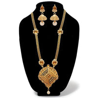 Kriaa Austrian Stone Gold Plated Long Haram Necklace Set - 1109104A