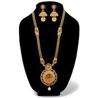 Kriaa Austrian Stone Gold Plated Haram Necklace Sets - 1109108A
