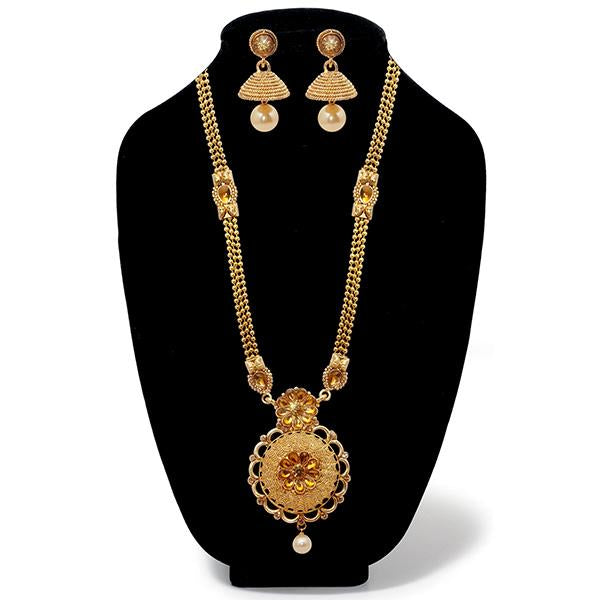 Kriaa Austrian Stone Gold Plated Haram Necklace Sets - 1109108A