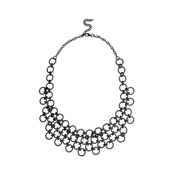 Urthn Black Oxidised Plated Statement Necklace - 1109205A