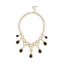 Urthn Gold Plated Pearl Resin Stone Statement Necklace - 1109207B