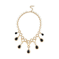 Urthn Gold Plated Pearl Resin Stone Statement Necklace - 1109207B