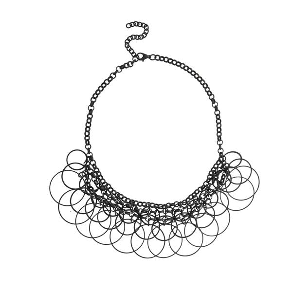 Urthn Black Oxidised Plated Statement Necklace - 1109225A