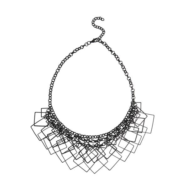 UrthnBlack Oxidised Plated Statement Necklace - 1109226C