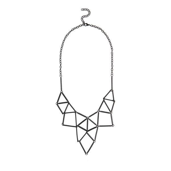 Urthn Black Oxidised Plated Statement Necklace - 1109227C