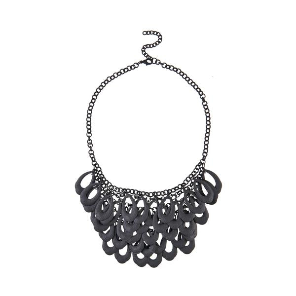 Urthn Black Oxidised Plated Statement Necklace - 1109231