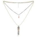 Urthn White Beads Gold Plated Double Chain Necklace - 1109408A