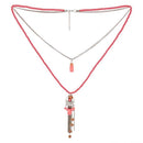 Urthn Gold Plated Pink Beads Double Chain Necklace - 1109408B