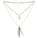 Urthn Gold Plated White Beads Double Chain Necklace - 1109409A