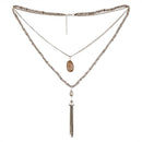 Urthn Brown Beads Silver Plated Double Chain Necklace - 1109410A