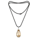 Urthn Brown Crystal Stone Black Beads Necklace - 1109512A