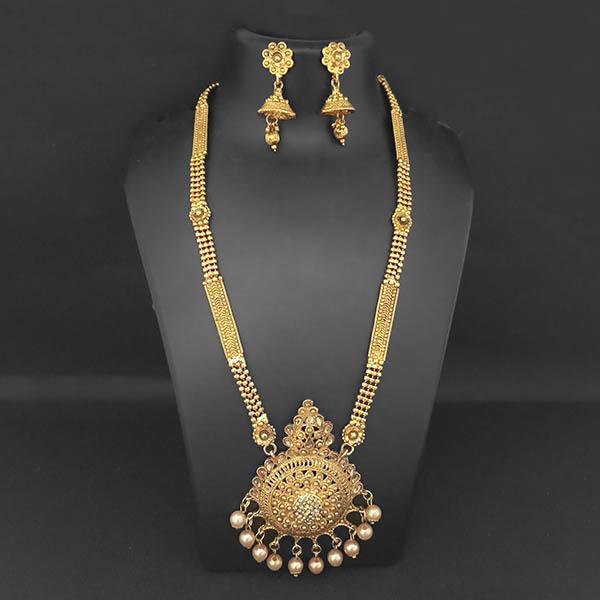 Kriaa Gold Plated Brown Stone And Kundan Necklace Set - 1109848A